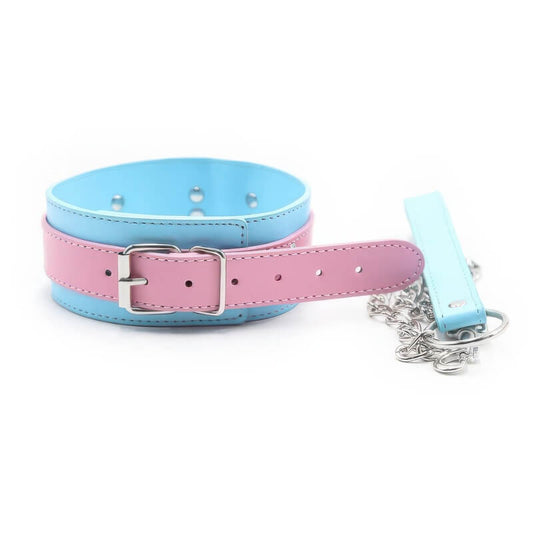 Collier Laisse BDSM Rose/Bleu