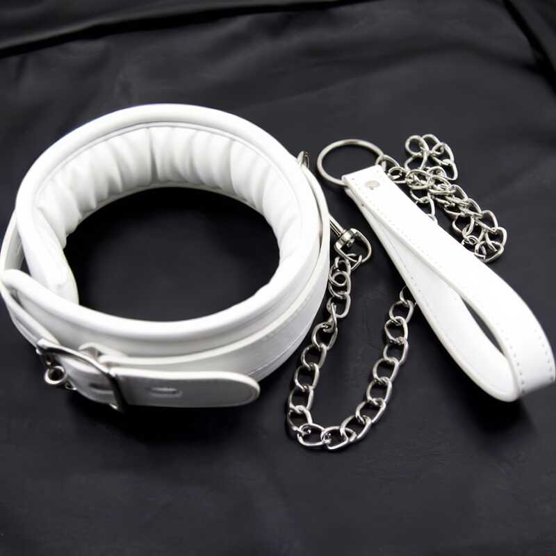 Collier Laisse BDSM Blanc