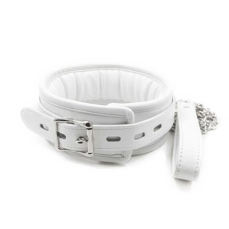 Collier Laisse BDSM Blanc