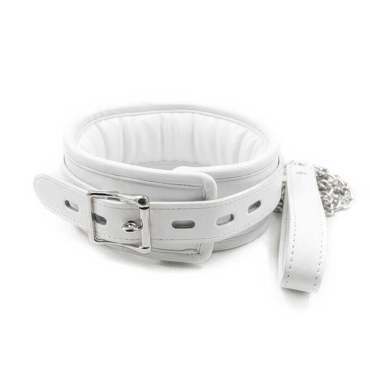 Collier Laisse BDSM Blanc